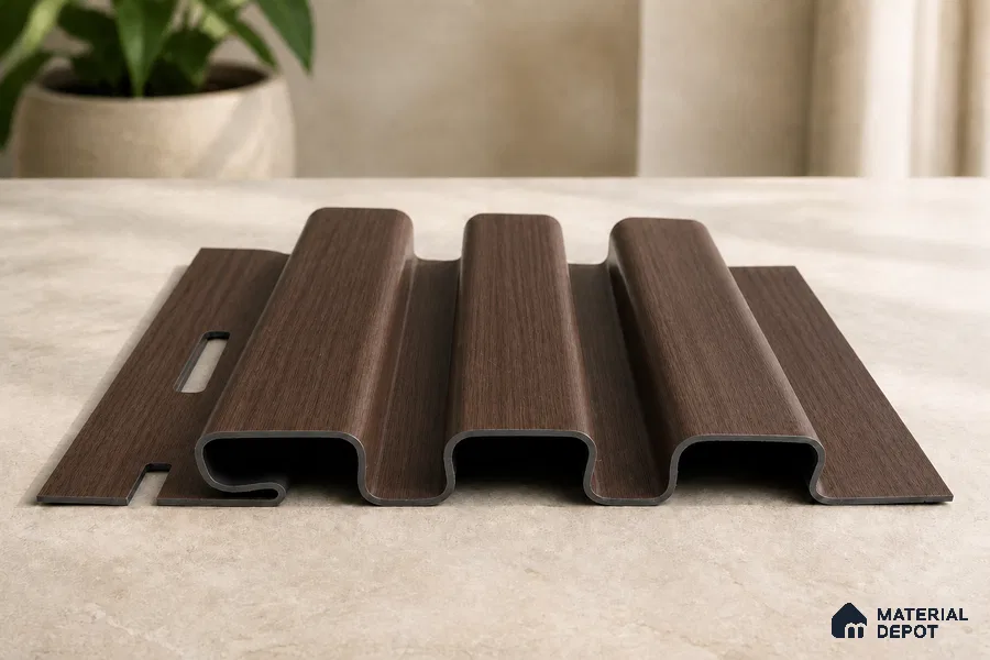 Mahogany 10 ft x 0.5 ft (3060x150 mm) Linea Design Interior & Exterior Wall & Ceiling Panel - 15 mm | Suitable for Balcony, Facade & Open Area | Width is Subjected to 5% Variation