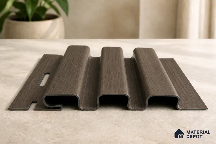 Royal Nut 10 ft x 0.5 ft (3060x150 mm) Linea Design Interior & Exterior Wall & Ceiling Panel - 15 mm | Suitable for Balcony, Facade & Open Area | Width is Subjected to 5% Variation