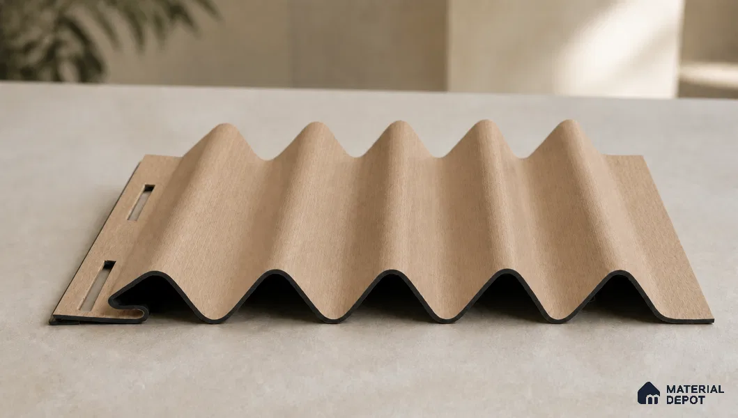 Beech Wood 10 ft x 0.45 ft (3060x140 mm) Pyramid Design Interior & Exterior Wall & Ceiling Panel - 14 mm | Suitable for Balcony, Facade & Open Area | Width is Subjected to 5% Variation