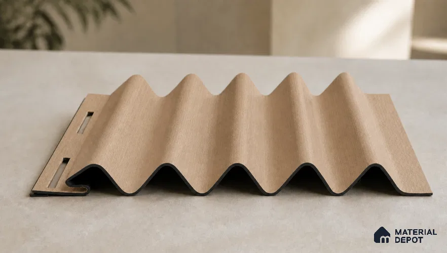Beech Wood 10 ft x 0.45 ft (3060x140 mm) Pyramid Design Interior & Exterior Wall & Ceiling Panel - 14 mm | Suitable for Balcony, Facade & Open Area | Width is Subjected to 5% Variation