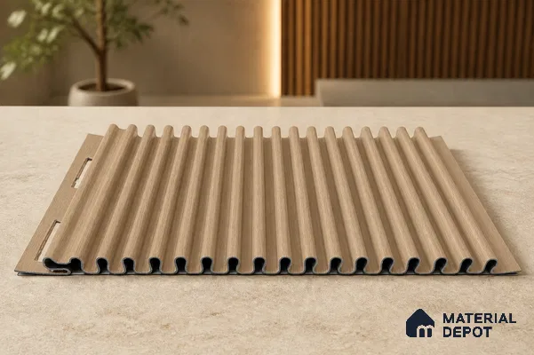 Beech Wood 10 ft x 0.68 ft (3060x208 mm) Curve Design Interior & Exterior Wall & Ceiling Panel - 10 mm | Suitable for Balcony, Facade & Open Area | Width is Subjected to 5% Variation