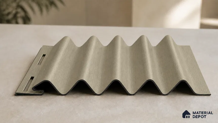 Gold 10 ft x 0.45 ft (3060x140 mm) Pyramid Design Interior & Exterior Wall & Ceiling Panel - 14 mm | Suitable for Balcony, Facade & Open Area | Width is Subjected to 5% Variation