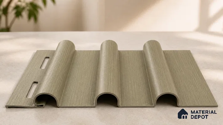Gold 10 ft x 0.6 ft (3060x180 mm) Arch Design Interior & Exterior Wall & Ceiling Panel - 17 mm | Suitable for Balcony, Facade & Open Area | Width is Subjected to 5% Variation
