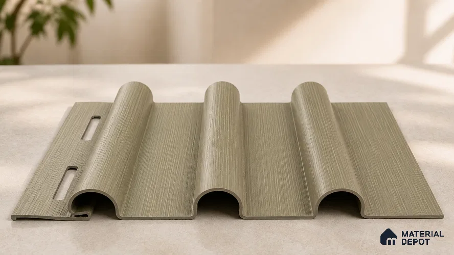 Gold 10 ft x 0.6 ft (3060x180 mm) Arch Design Interior & Exterior Wall & Ceiling Panel - 17 mm | Suitable for Balcony, Facade & Open Area | Width is Subjected to 5% Variation