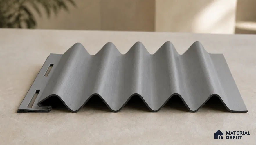 Silver 10 ft x 0.45 ft (3060x140 mm) Pyramid Design Interior & Exterior Wall & Ceiling Panel - 14 mm | Suitable for Balcony, Facade & Open Area | Width is Subjected to 5% Variation
