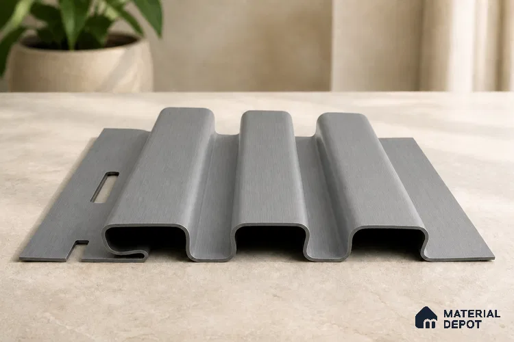 Silver 10 ft x 0.5 ft (3060x150 mm) Linea Design Interior & Exterior Wall & Ceiling Panel - 15 mm | Suitable for Balcony, Facade & Open Area | Width is Subjected to 5% Variation