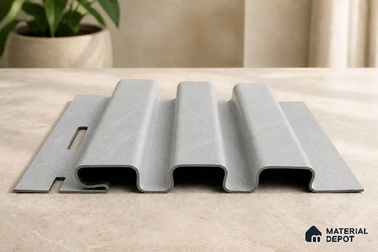 Armani Grey 10 ft x 0.5 ft (3060x150 mm) Linea Design Interior & Exterior Wall & Ceiling Panel - 15 mm | Suitable for Balcony, Facade & Open Area | Width is Subjected to 5% Variation