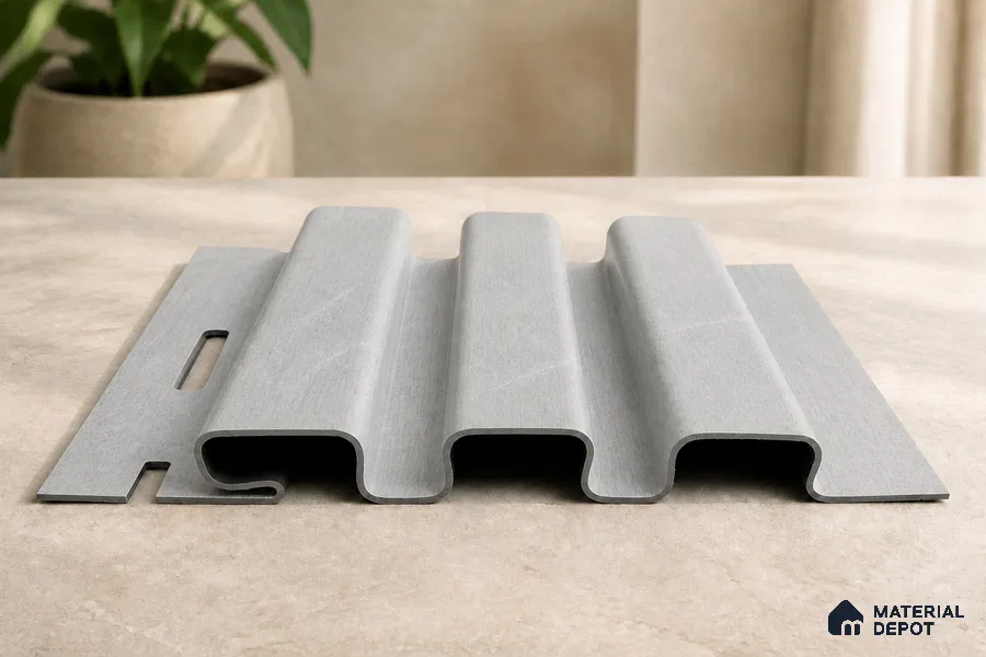 Armani Grey 10 ft x 0.5 ft (3060x150 mm) Linea Design Interior & Exterior Wall & Ceiling Panel - 15 mm | Suitable for Balcony, Facade & Open Area | Width is Subjected to 5% Variation