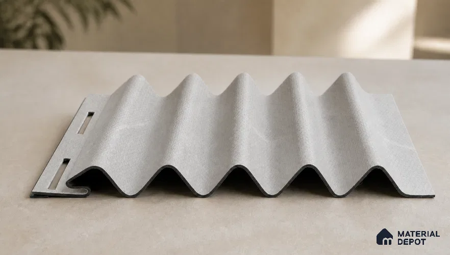 Armani Grey 10 ft x 0.45 ft (3060x140 mm) Pyramid Design Interior & Exterior Wall & Ceiling Panel - 14 mm | Suitable for Balcony, Facade & Open Area | Width is Subjected to 5% Variation