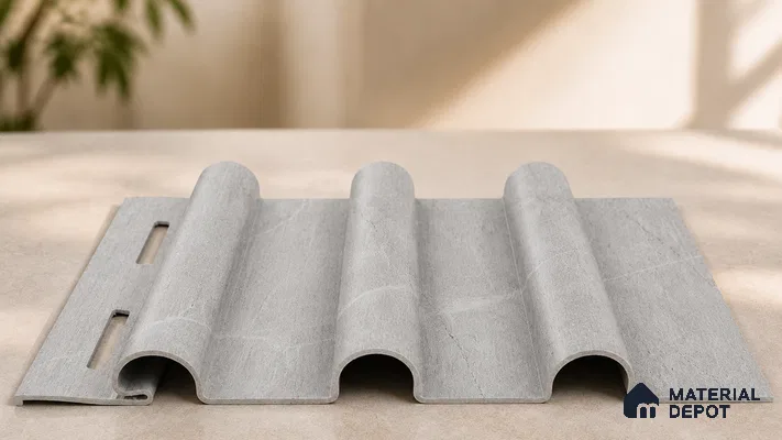 Armani Grey 10 ft x 0.6 ft (3060x180 mm) Arch Design Interior & Exterior Wall & Ceiling Panel - 17 mm | Suitable for Balcony, Facade & Open Area | Width is Subjected to 5% Variation