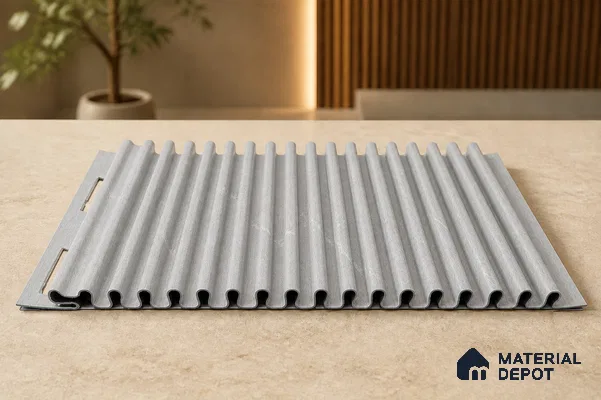 Armani Grey 10 ft x 0.68 ft (3060x208 mm) Curve Design Interior & Exterior Wall & Ceiling Panel - 10 mm | Suitable for Balcony, Facade & Open Area | Width is Subjected to 5% Variation