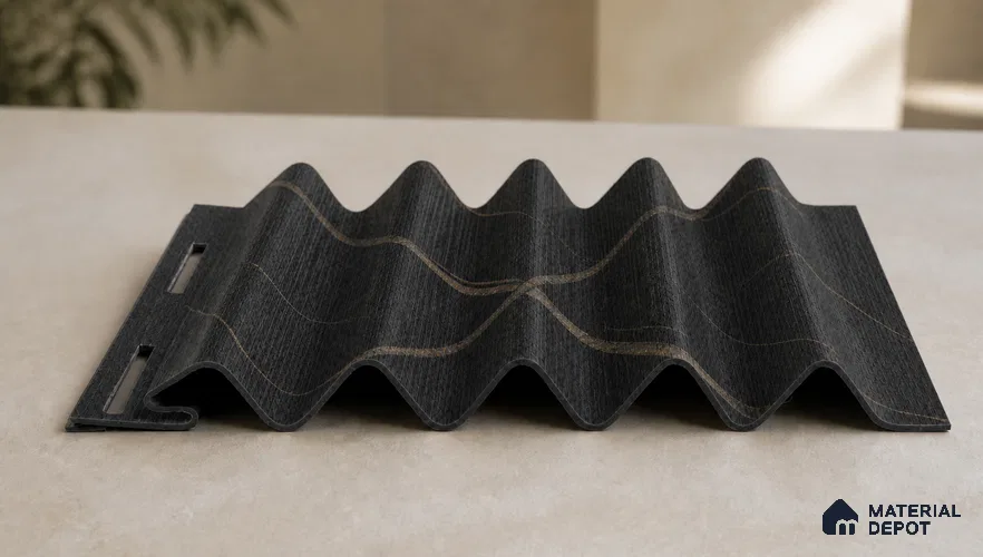 Portoro 10 ft x 0.45 ft (3060x140 mm) Pyramid Design Interior & Exterior Wall & Ceiling Panel - 14 mm | Suitable for Balcony, Facade & Open Area | Width is Subjected to 5% Variation