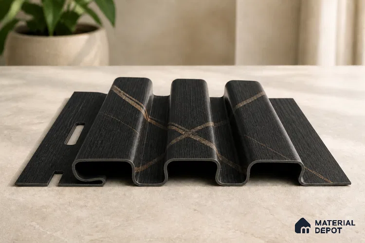 Portoro 10 ft x 0.5 ft (3060x150 mm) Linea Design Interior & Exterior Wall & Ceiling Panel - 15 mm | Suitable for Balcony, Facade & Open Area | Width is Subjected to 5% Variation