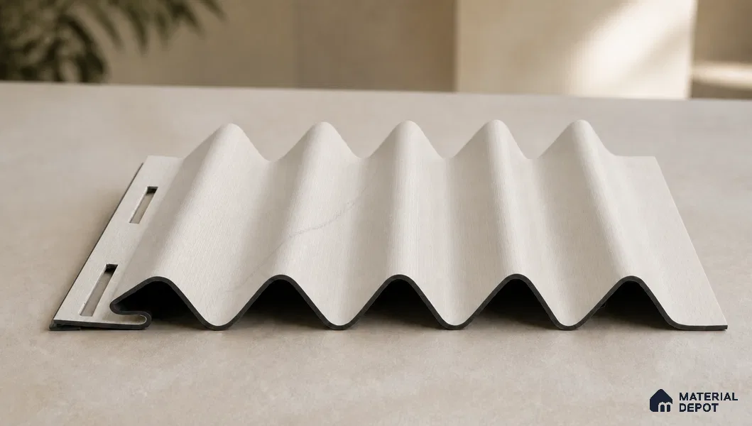 Statuario 10 ft x 0.45 ft (3060x140 mm) Pyramid Design Interior & Exterior Wall & Ceiling Panel - 14 mm | Suitable for Balcony, Facade & Open Area | Width is Subjected to 5% Variation