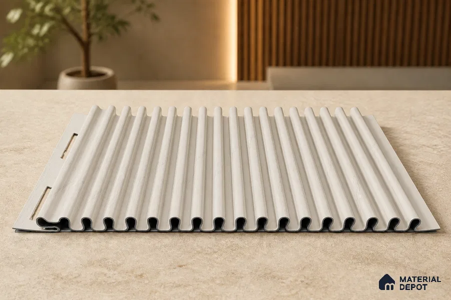 Statuario 10 ft x 0.68 ft (3060x208 mm) Curve Design Interior & Exterior Wall & Ceiling Panel - 10 mm | Suitable for Balcony, Facade & Open Area | Width is Subjected to 5% Variation