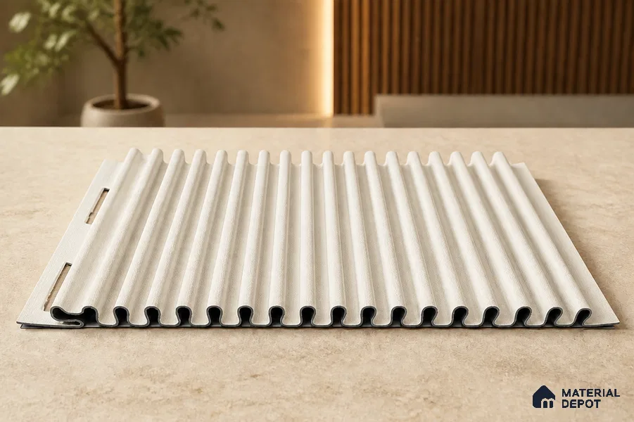 Pearl 10 ft x 0.68 ft (3060x208 mm) Curve Design Interior & Exterior Wall & Ceiling Panel - 10 mm | Suitable for Balcony, Facade & Open Area | Width is Subjected to 5% Variation
