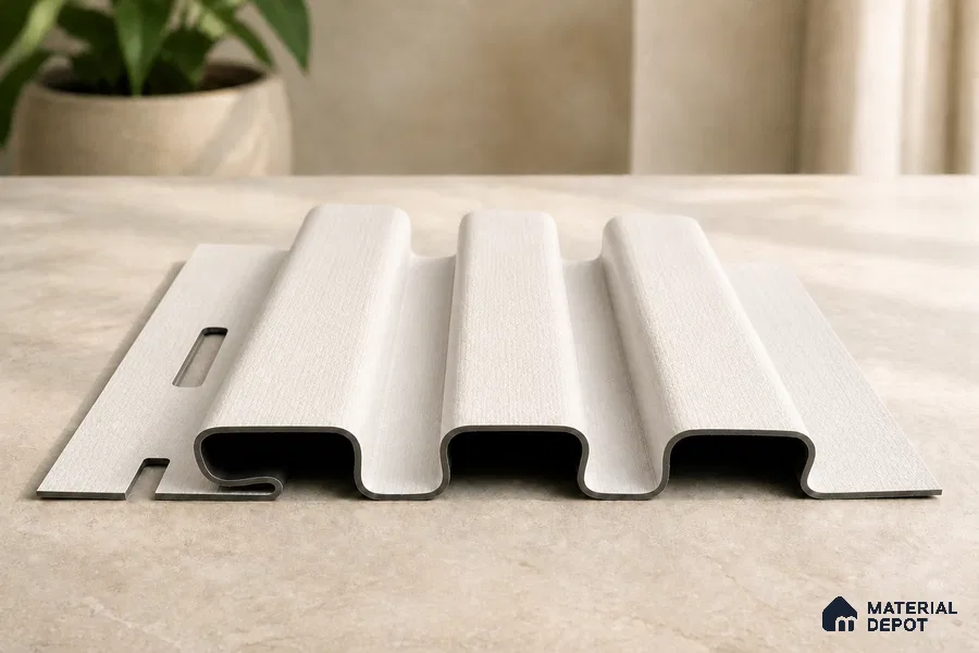 Pearl 10 ft x 0.5 ft (3060x150 mm) Linea Design Interior & Exterior Wall & Ceiling Panel - 15 mm | Suitable for Balcony, Facade & Open Area | Width is Subjected to 5% Variation