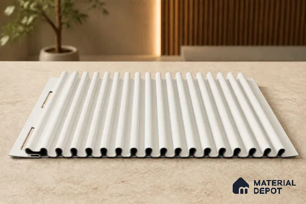 Snow White 10 ft x 0.68 ft (3060x208 mm) Curve Design Interior & Exterior Wall & Ceiling Panel - 10 mm | Suitable for Balcony, Facade & Open Area | Width is Subjected to 5% Variation