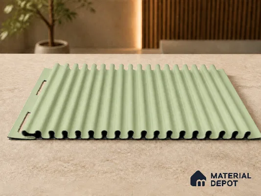 Mint Green 10 ft x 0.68 ft (3060x208 mm) Curve Design Interior & Exterior Wall & Ceiling Panel - 10 mm | Suitable for Balcony, Facade & Open Area | Width is Subjected to 5% Variation