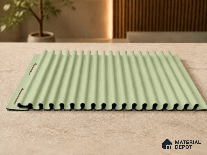 Mint Green 10 ft x 0.68 ft (3060x208 mm) Curve Design Interior & Exterior Wall & Ceiling Panel - 10 mm | Suitable for Balcony, Facade & Open Area | Width is Subjected to 5% Variation