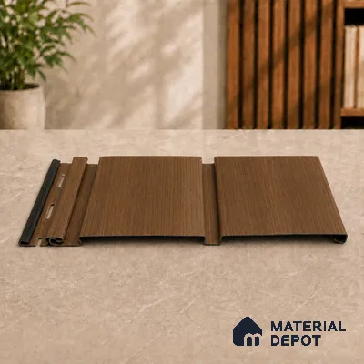 Golden Oak 10 ft x 1 ft (3060x340 mm) Duo Design Interior & Exterior Wall & Ceiling Panel - 12 mm | Suitable for Balcony, Facade & Open Area | Width is Subjected to 5% Variation
