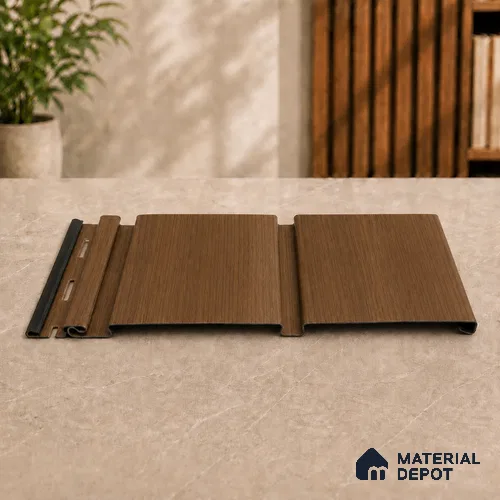 Golden Oak 10 ft x 1 ft (3060x340 mm) Duo Design Interior & Exterior Wall & Ceiling Panel - 12 mm | Suitable for Balcony, Facade & Open Area | Width is Subjected to 5% Variation