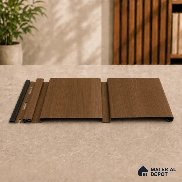 Golden Oak 10 ft x 1 ft (3060x340 mm) Duo Design Interior & Exterior Wall & Ceiling Panel - 12 mm | Suitable for Balcony, Facade & Open Area | Width is Subjected to 5% Variation