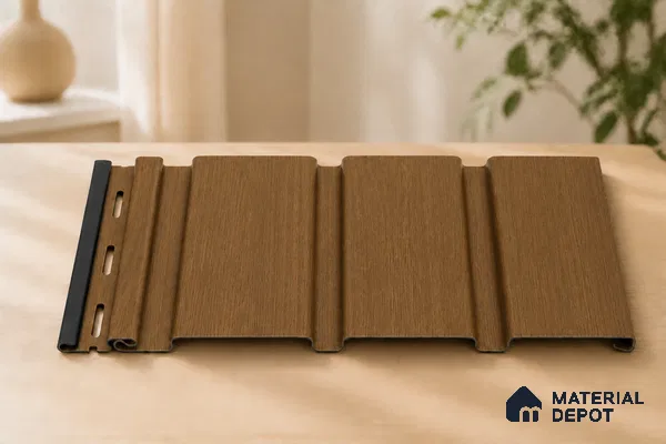 Golden Oak 10 ft x 1 ft (3060x340 mm) Soffit Design Interior & Exterior Wall & Ceiling Panel - 12 mm | Suitable for Balcony, Facade & Open Area | Width is Subjected to 5% Variation