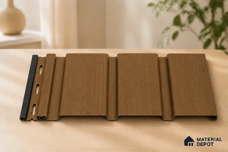 Golden Oak 10 ft x 1 ft (3060x340 mm) Soffit Design Interior & Exterior Wall & Ceiling Panel - 12 mm | Suitable for Balcony, Facade & Open Area | Width is Subjected to 5% Variation