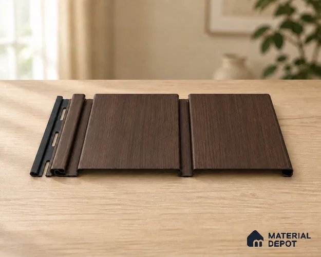 Mahogany 10 ft x 1 ft (3060x340 mm) Duo Design Interior & Exterior Wall & Ceiling Panel - 12 mm | Suitable for Balcony, Facade & Open Area | Width is Subjected to 5% Variation