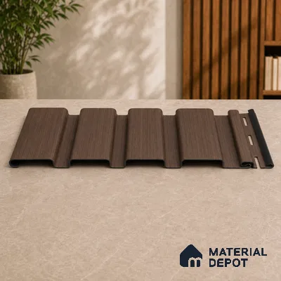 Mahogany 10 ft x 0.86 ft (3060x265 mm) Louvers Design Interior & Exterior Wall & Ceiling Panel - 14 mm | Suitable for Balcony, Facade & Open Area | Width is Subjected to 5% Variation