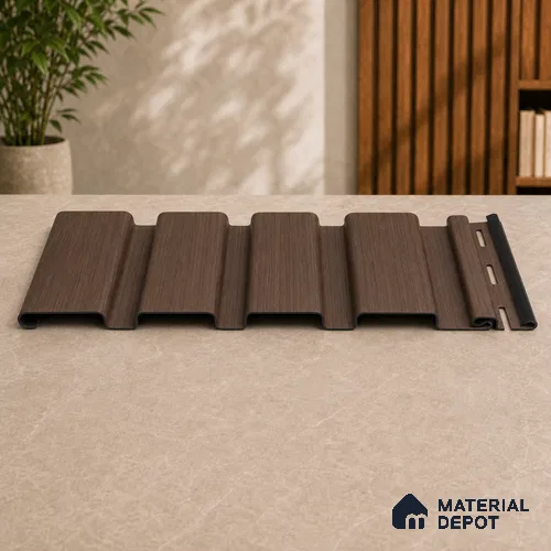 Mahogany 10 ft x 0.86 ft (3060x265 mm) Louvers Design Interior & Exterior Wall & Ceiling Panel - 14 mm | Suitable for Balcony, Facade & Open Area | Width is Subjected to 5% Variation
