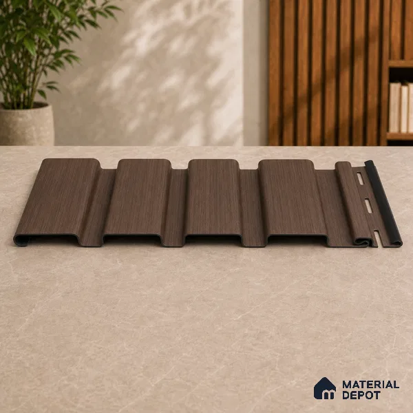 Mahogany 10 ft x 0.86 ft (3060x265 mm) Louvers Design Interior & Exterior Wall & Ceiling Panel - 14 mm | Suitable for Balcony, Facade & Open Area | Width is Subjected to 5% Variation