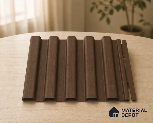 Mahogany 10 ft x 8.2 inch Vertica Design Interior & Exterior Wall & Ceiling Panel - 20 mm | Suitable for Balcony, Facade & Open Area | Width is Subjected to 5% Variation
