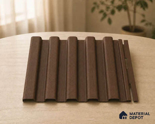 Mahogany 10 ft x 8.2 inch Vertica Design Interior & Exterior Wall & Ceiling Panel - 20 mm | Suitable for Balcony, Facade & Open Area | Width is Subjected to 5% Variation