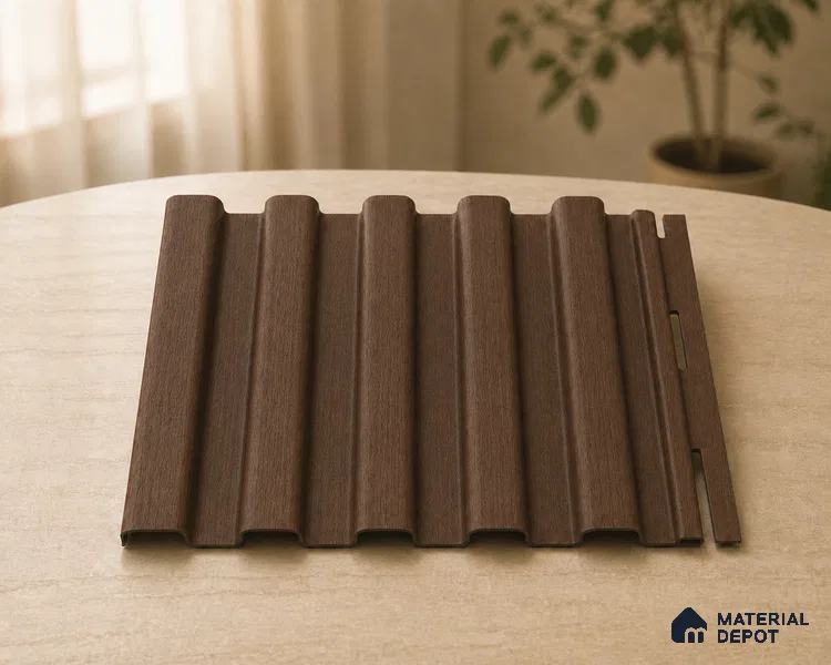 Mahogany 10 ft x 8.2 inch Vertica Design Interior & Exterior Wall & Ceiling Panel - 20 mm | Suitable for Balcony, Facade & Open Area | Width is Subjected to 5% Variation