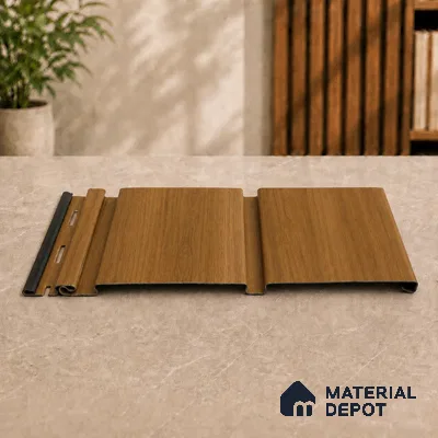 Oak Wood Ocre 10 ft x 1 ft (3060x340 mm) Duo Design Interior & Exterior Wall & Ceiling Panel - 12 mm | Suitable for Balcony, Facade & Open Area | Width is Subjected to 5% Variation