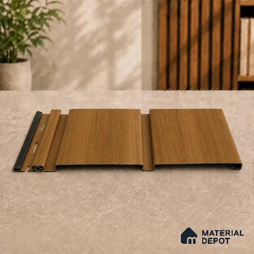 Oak Wood Ocre 10 ft x 1 ft (3060x340 mm) Duo Design Interior & Exterior Wall & Ceiling Panel - 12 mm | Suitable for Balcony, Facade & Open Area | Width is Subjected to 5% Variation