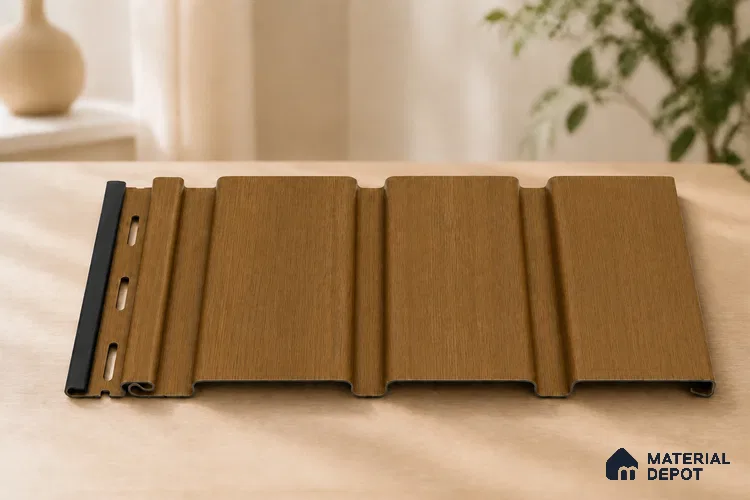 Oak Wood Ocre 10 ft x 1 ft (3060x340 mm) Soffit Design Interior & Exterior Wall & Ceiling Panel - 12 mm | Suitable for Balcony, Facade & Open Area | Width is Subjected to 5% Variation
