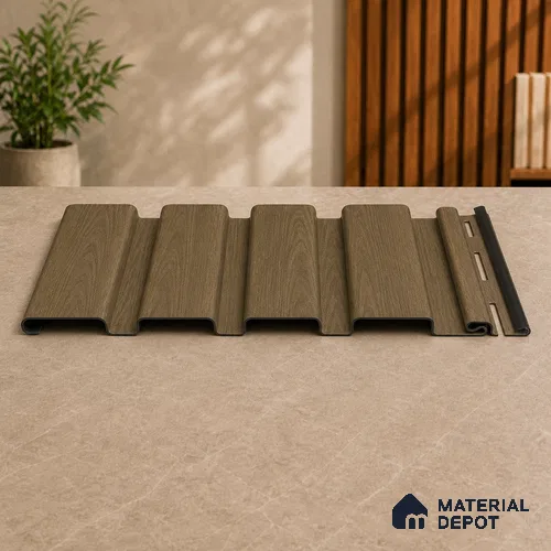 Spiced Walnut 10 ft x 0.86 ft (3060x265 mm) Louvers Design Interior & Exterior Wall & Ceiling Panel - 14 mm | Suitable for Balcony, Facade & Open Area | Width is Subjected to 5% Variation