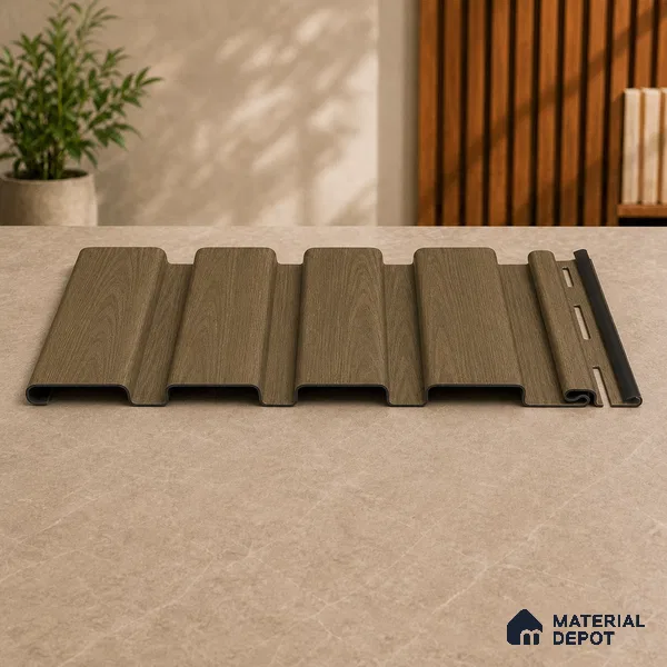 Spiced Walnut 10 ft x 0.86 ft (3060x265 mm) Louvers Design Interior & Exterior Wall & Ceiling Panel - 14 mm | Suitable for Balcony, Facade & Open Area | Width is Subjected to 5% Variation