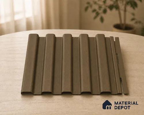 Spiced Walnut 10 ft x 8.2 inch Vertica Design Interior & Exterior Wall & Ceiling Panel - 20 mm | Suitable for Balcony, Facade & Open Area | Width is Subjected to 5% Variation