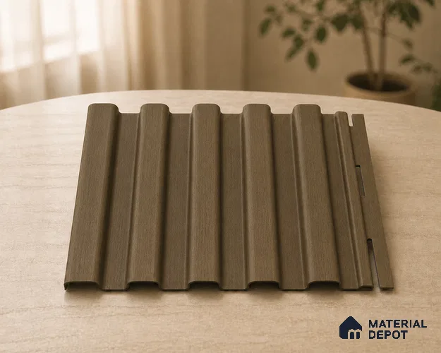 Spiced Walnut 10 ft x 8.2 inch Vertica Design Interior & Exterior Wall & Ceiling Panel - 20 mm | Suitable for Balcony, Facade & Open Area | Width is Subjected to 5% Variation