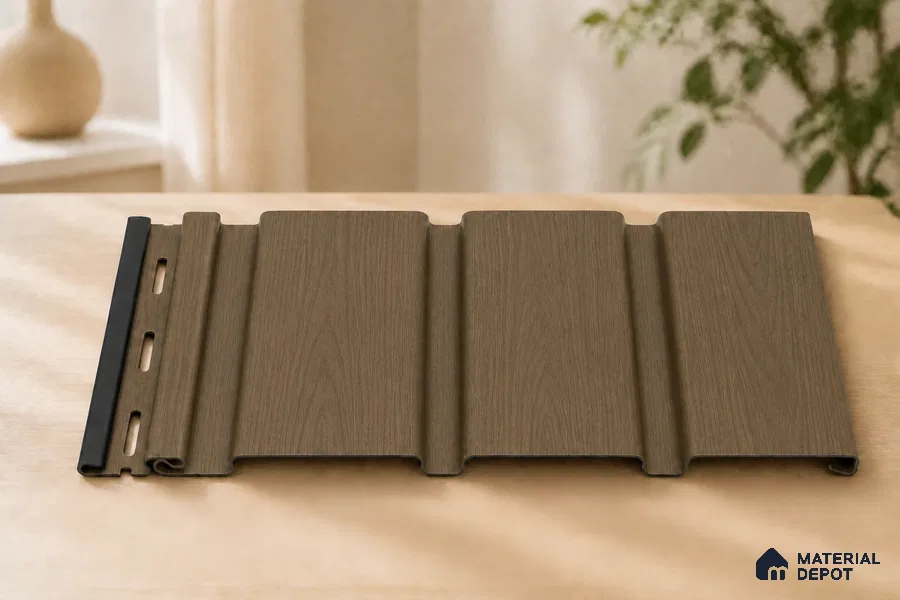 Spiced Walnut 10 ft x 1 ft (3060x340 mm) Soffit Design Interior & Exterior Wall & Ceiling Panel - 12 mm | Suitable for Balcony, Facade & Open Area | Width is Subjected to 5% Variation