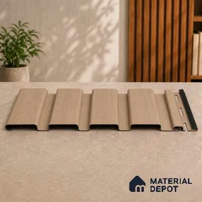 Beech Wood 10 ft x 0.86 ft (3060x265 mm) Louvers Design Interior & Exterior Wall & Ceiling Panel - 14 mm | Suitable for Balcony, Facade & Open Area | Width is Subjected to 5% Variation