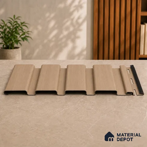 Beech Wood 10 ft x 0.86 ft (3060x265 mm) Louvers Design Interior & Exterior Wall & Ceiling Panel - 14 mm | Suitable for Balcony, Facade & Open Area | Width is Subjected to 5% Variation