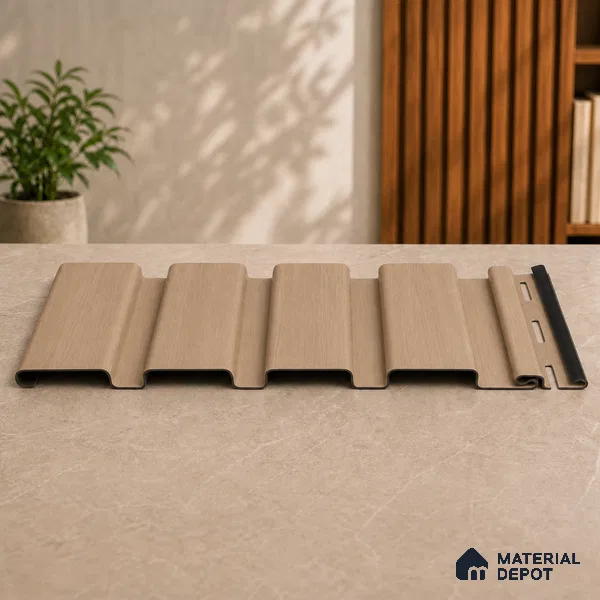 Beech Wood 10 ft x 0.86 ft (3060x265 mm) Louvers Design Interior & Exterior Wall & Ceiling Panel - 14 mm | Suitable for Balcony, Facade & Open Area | Width is Subjected to 5% Variation
