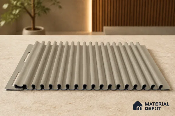 Mocha 10 ft x 0.68 ft (3060x208 mm) Curve Design Interior & Exterior Wall & Ceiling Panel - 10 mm | Suitable for Balcony, Facade & Open Area | Width is Subjected to 5% Variation