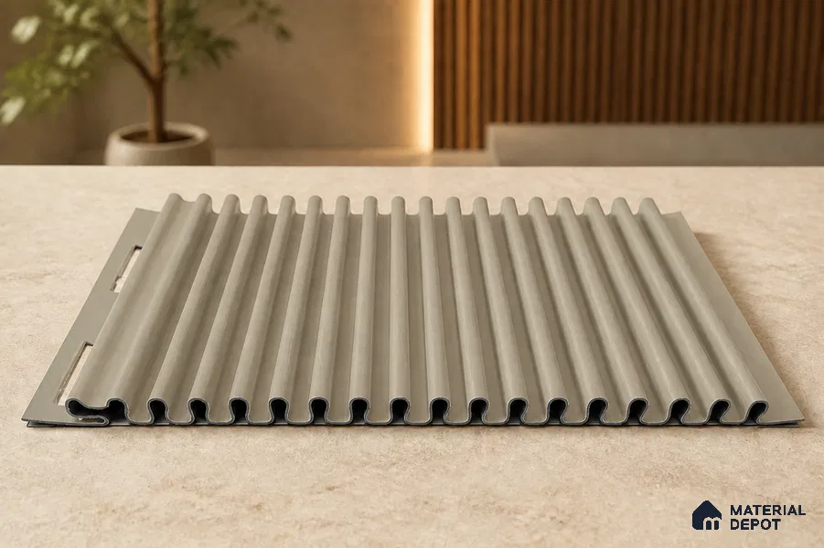 Mocha 10 ft x 0.68 ft (3060x208 mm) Curve Design Interior & Exterior Wall & Ceiling Panel - 10 mm | Suitable for Balcony, Facade & Open Area | Width is Subjected to 5% Variation