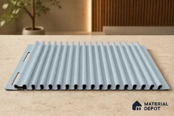 Sky Blue 10 ft x 0.68 ft (3060x208 mm) Curve Design Interior & Exterior Wall & Ceiling Panel - 10 mm | Suitable for Balcony, Facade & Open Area | Width is Subjected to 5% Variation